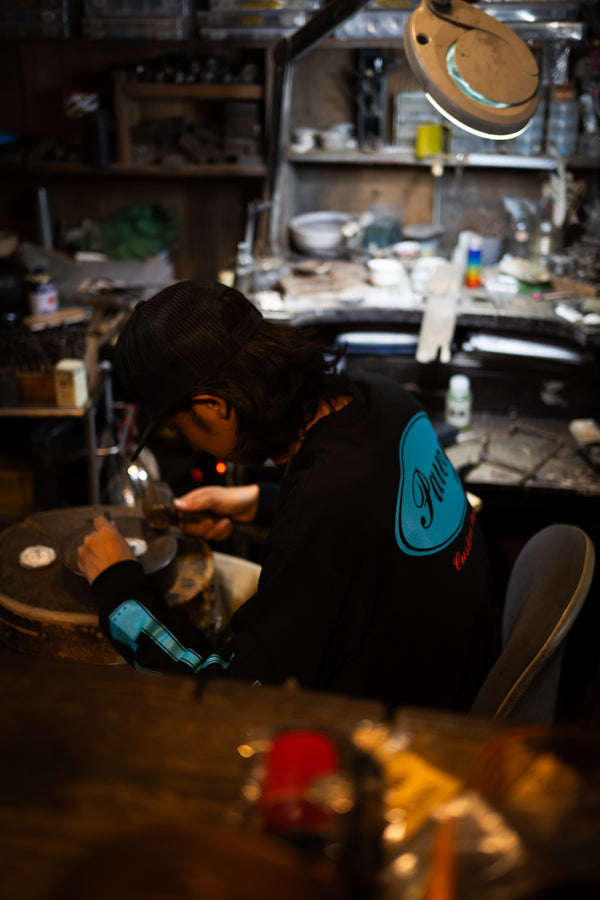 PAWG × Early & Co - FORD LOGO L/S TEE - BLACK / TURQUOISE BULE