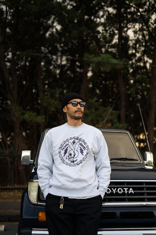 PAWG×HOTEL - BUNNY SWEAT - ASH GREY / PURPLE