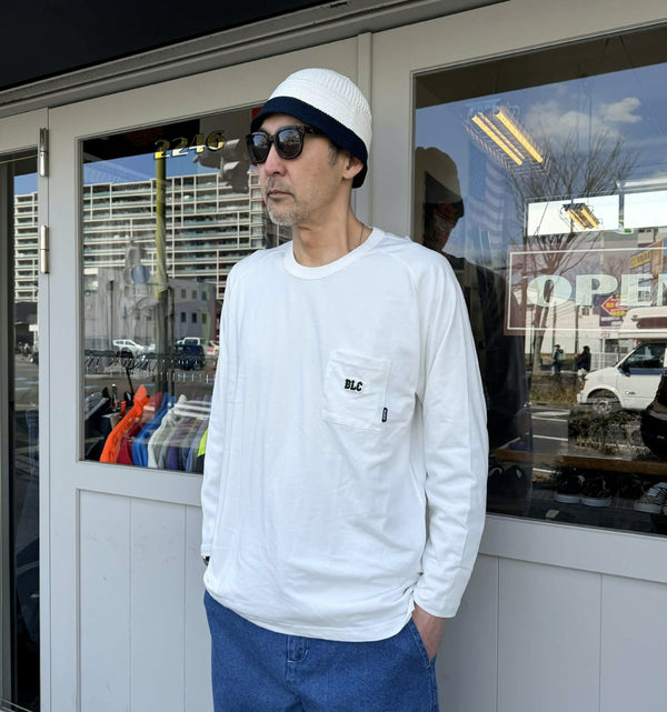 BLUCO - DRYCOTTON RAGLAN POCKET T-SHIRT L/S -BLC- WHITE