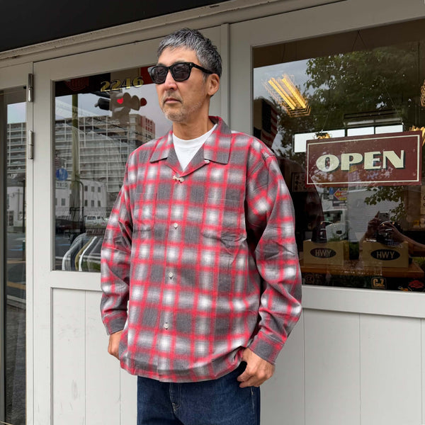 HOUSTON - PRINT FLANNEL O/C SHIRT - RED