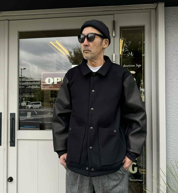 JACKMAN - MELTON AWARD JACKET - BLACK