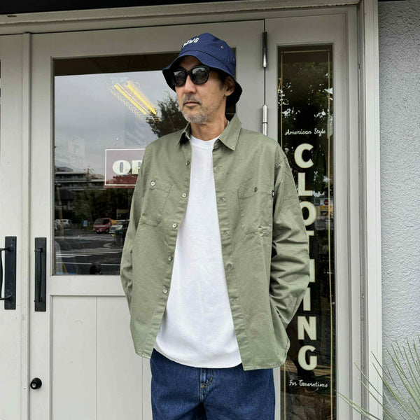 CHALLENGER - SNAKING LOGO WORK SHIRT - OLIVE