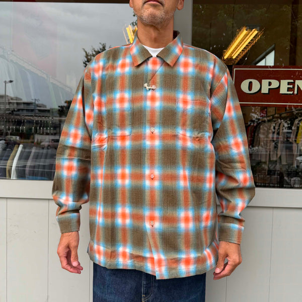 HOUSTON - PRINT FLANNEL O/C SHIRT - ORANGE