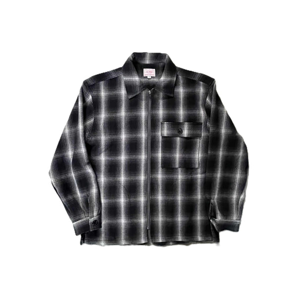 BIGMIKE - HEAVY FLANNEL ZIP SHIRT JACKET - BLACK x OFF