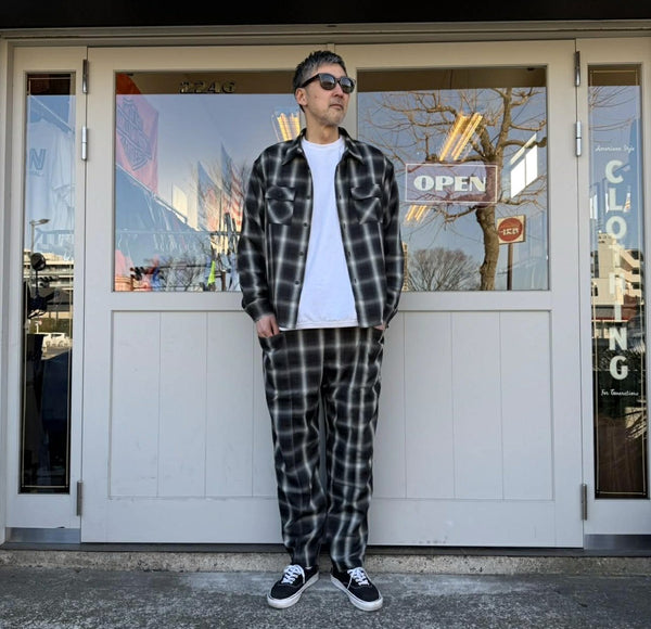 BIGMIKE - RAYON MIX OMBRE L/S SHIRTS - BLACK × WHITE