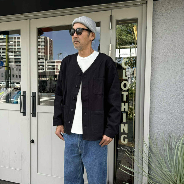 BIGMIKE - HEAVY FLANNEL CARDIGAN - BLACK