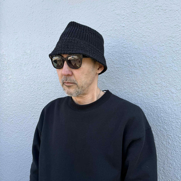 RACAL - DAMAGE KNIT BUCKET HAT - BLACK