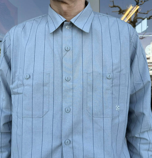 BLUCO - STANDARD WORK SHIRTS L/S STRIPE - L.GREEN