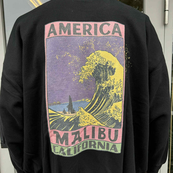 ILL ONE EIGHTY -AMERICAN WAVE SWEATSHIRT(LOOSE FIT) - BLACK