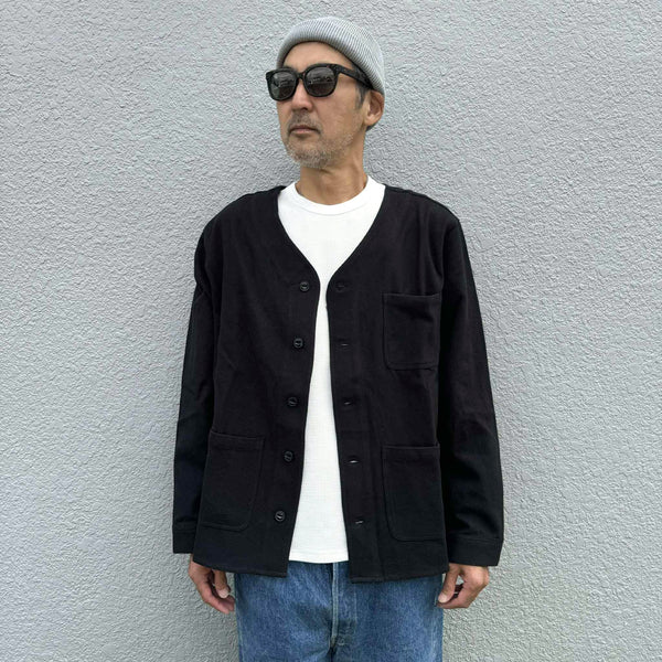 BIGMIKE - HEAVY FLANNEL CARDIGAN - BLACK