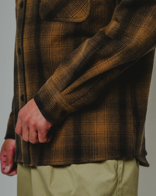 BIGMIKE - HEAVY FLANNEL L/S SHIRT - BROWN x BLACK