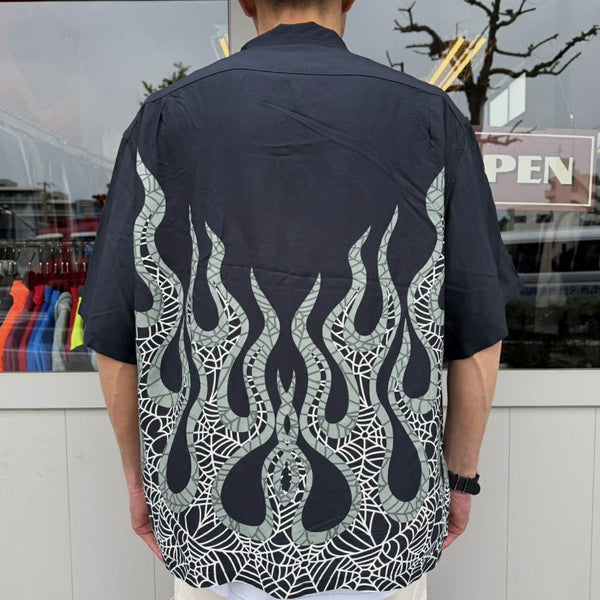 TOWNCRAFT - PRINTED LOOP COLLAR SS SHIRT - FIRE×SPIDER