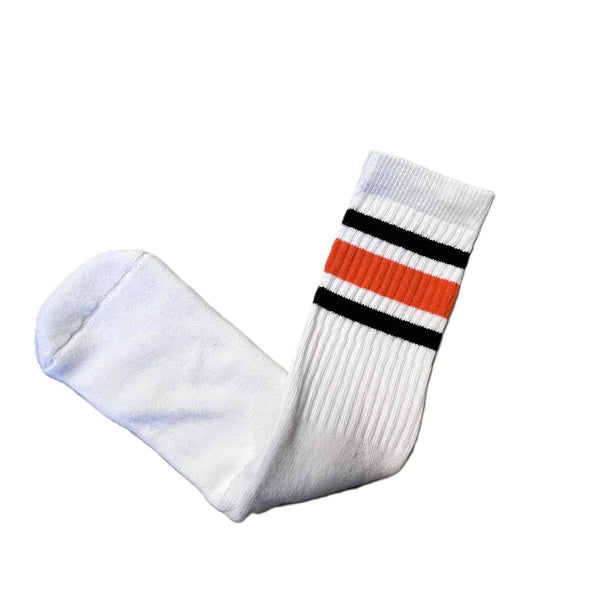 SKATER SOCKS - STRIPE TUBE SOCKS - BLACK - ORANGE