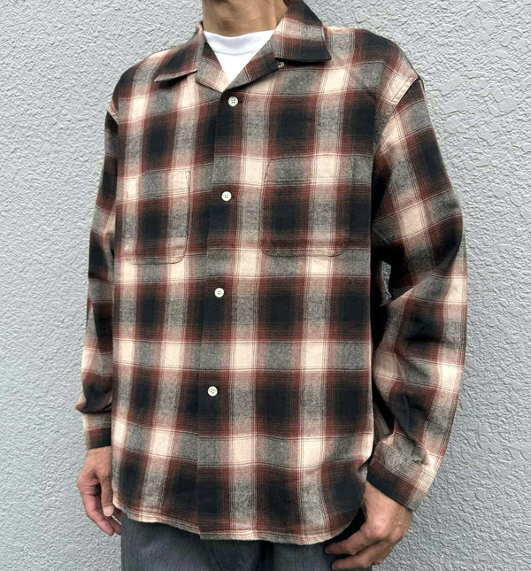 FIVE BROTHER - CHECK ONE-OP SHIRT - BROWN