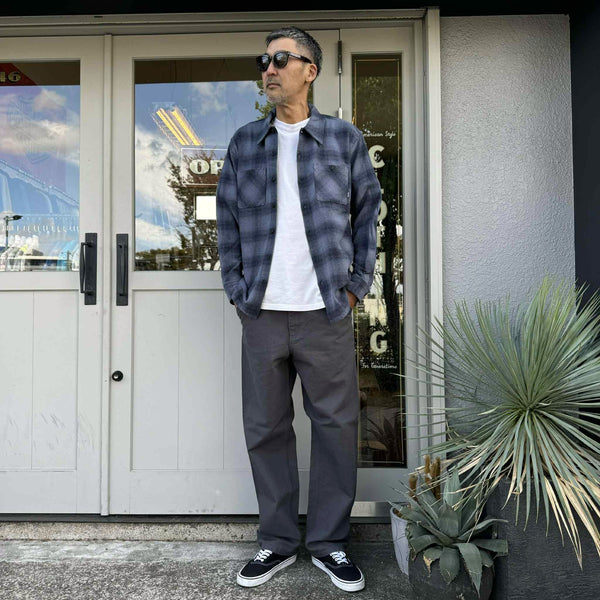 BLUCO - OMBRE CHECK FLANNEL SHIRT - NAVY