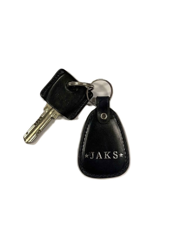 BLACK JAKS - LEATHER KEY TAG - DARK NAVY -SILVER