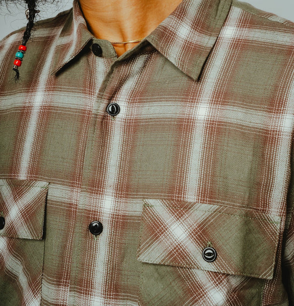 BIGMIKE - LIGHT FLANNEL L/S SHIRTS - MINT×WHT