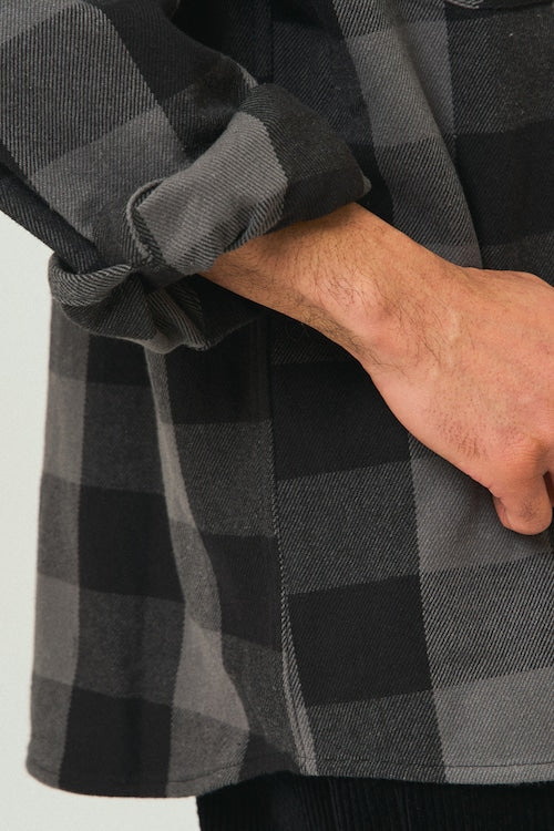 BIGMIKE - HEAVY FLANNNEL SHIRTS - BLACK x GRAY