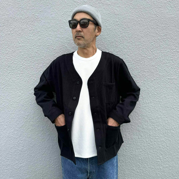 BIGMIKE - HEAVY FLANNEL CARDIGAN - BLACK