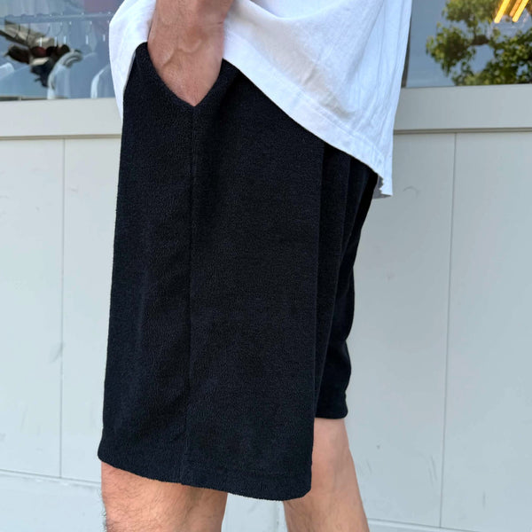 melple - 3.6 PILE SHORTS - BLACK