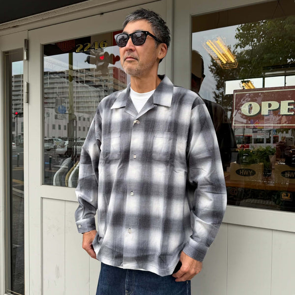 HOUSTON - PRINT FLANNEL O/C SHIRT - BLACK