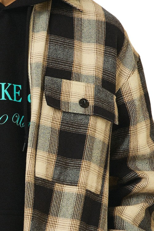 BIGMIKE - HEAVY FLANNEL ZIP SHIRT JACKET - OFF x MOCA x BLACK