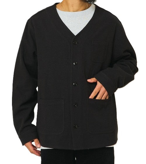 BIGMIKE - HEAVY FLANNEL CARDIGAN - BLACK