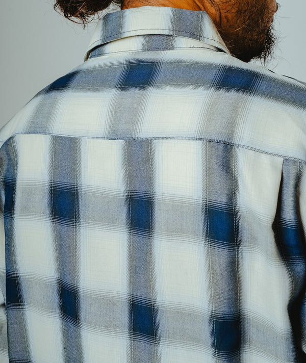 BIGMIKE - RAYON MIX OMBRE L/S SHIRTS - WHITE×BLUE