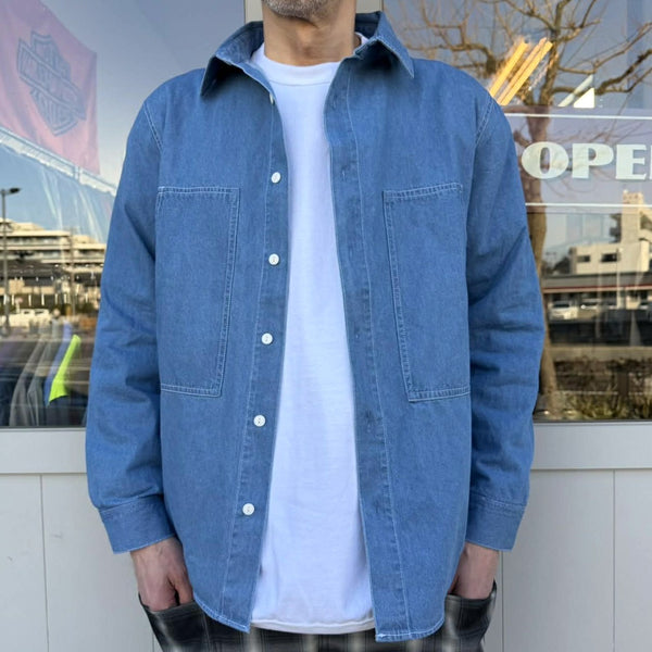 BIGMIKE - DENIM UTILITY LONG SLEEVE SHIRTS - D.INDIGO