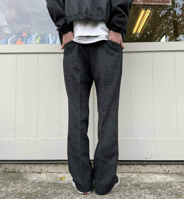 melple - FRANKLIN GLENCHECK FLARE PANTS - CHARCOAL