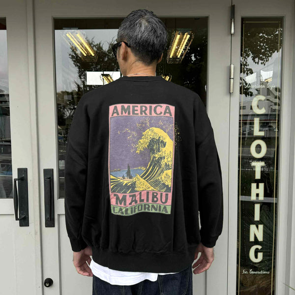 ILL ONE EIGHTY -AMERICAN WAVE SWEATSHIRT(LOOSE FIT) - BLACK