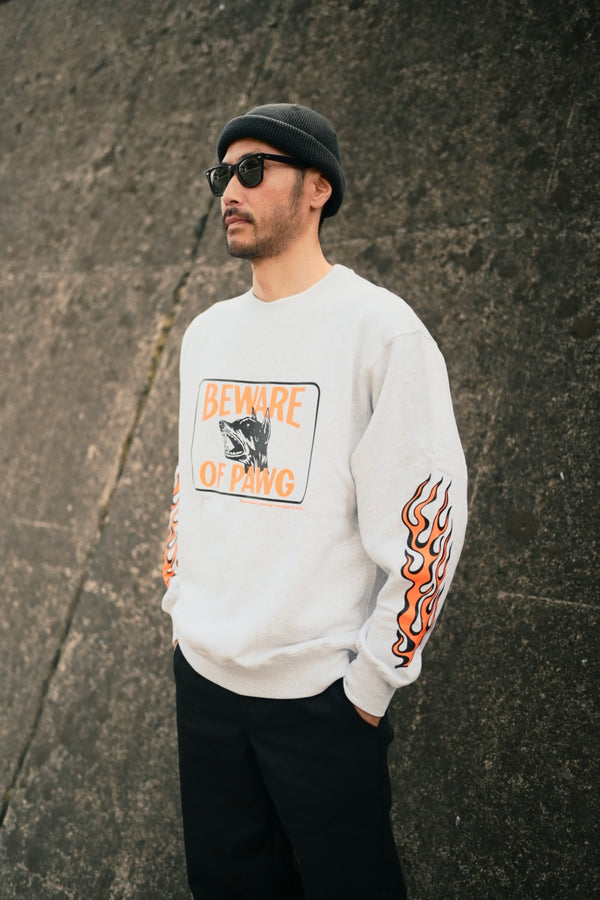 PAWG×BEWARE CHOPPER - SWEAT - ASH GRAY / ORANGE