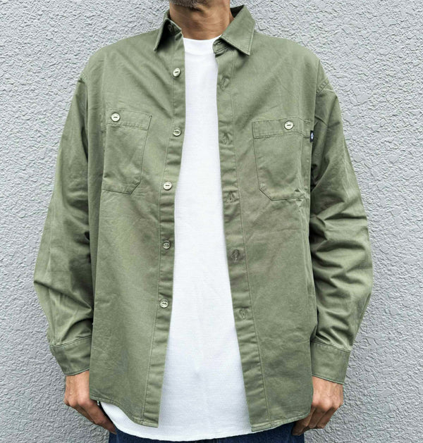 CHALLENGER - SNAKING LOGO WORK SHIRT - OLIVE