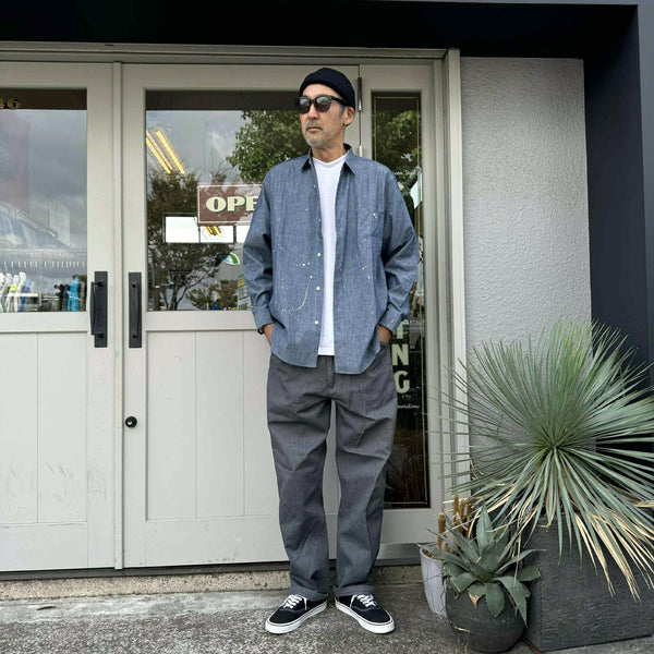 melple - LOGAN CHAMBRAY SHIRT - BLUE