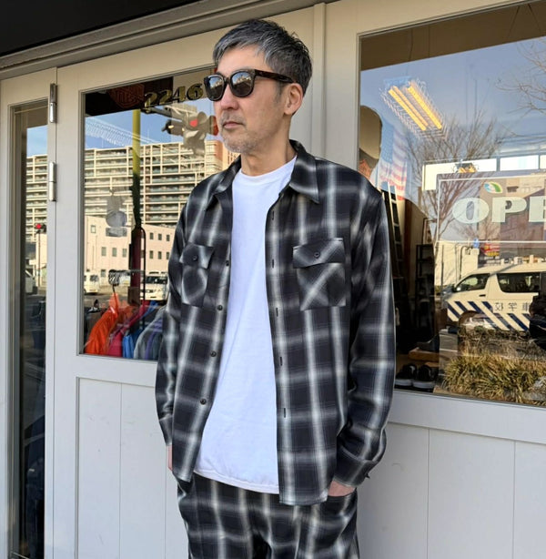 BIGMIKE - RAYON MIX OMBRE L/S SHIRTS - BLACK × WHITE