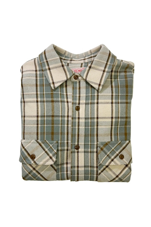 BIGMIKE - HEAVY FLANNNEL SHIRTS - MINT x BROWN x OFF