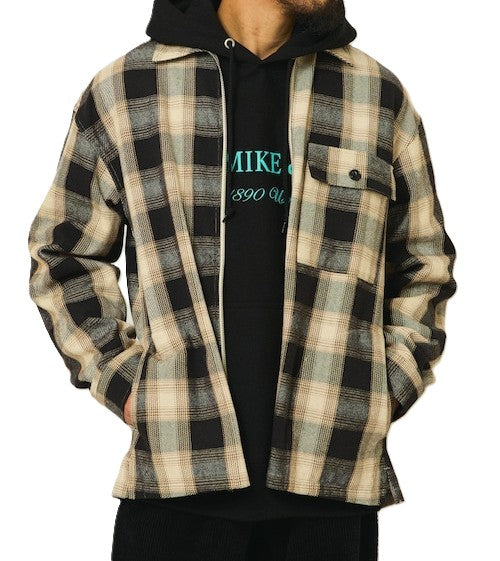 BIGMIKE - HEAVY FLANNEL ZIP SHIRT JACKET - OFF x MOCA x BLACK