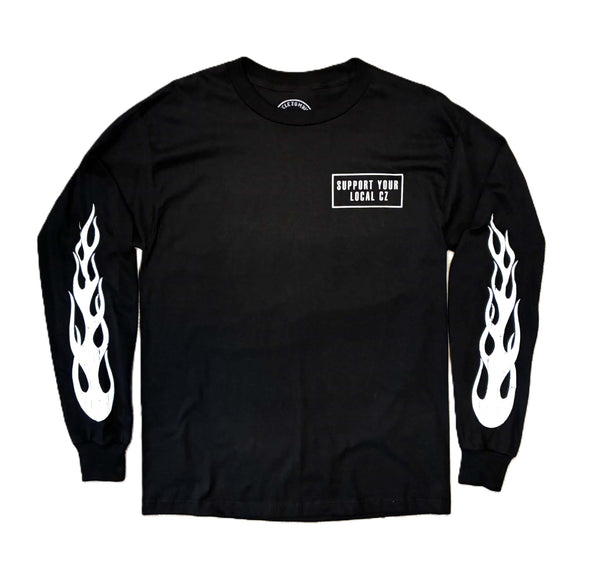 CYCLE ZOMBIES - LOCAL CZ FLAME LS TEE - BLACK