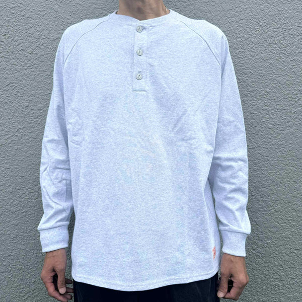 BIGMIKE - 10oz HENRY NECK LS TEE - ASH