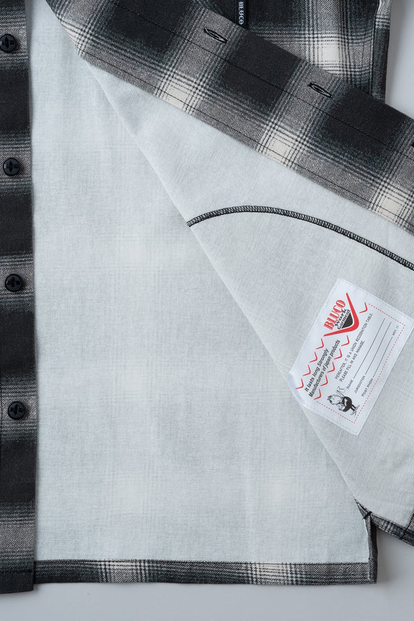 BLUCO - PRINT FLANNEL CHECK SHIRT -Ombre- BLACK