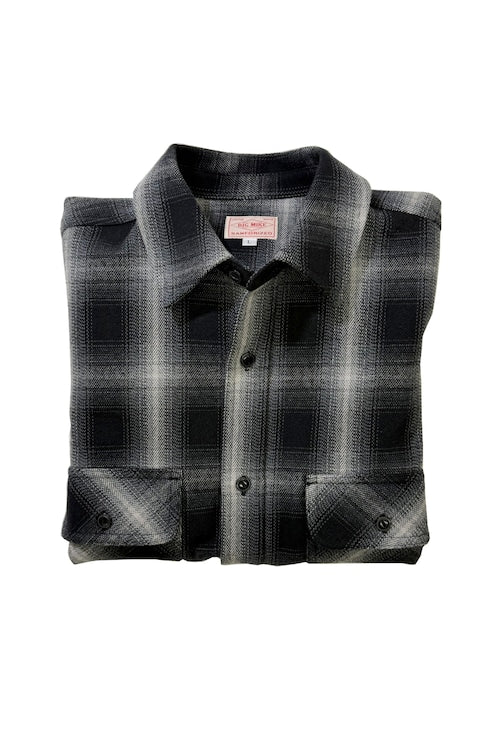 BIGMIKE - HEAVY FLANNNEL SHIRTS - BLACK x OFF
