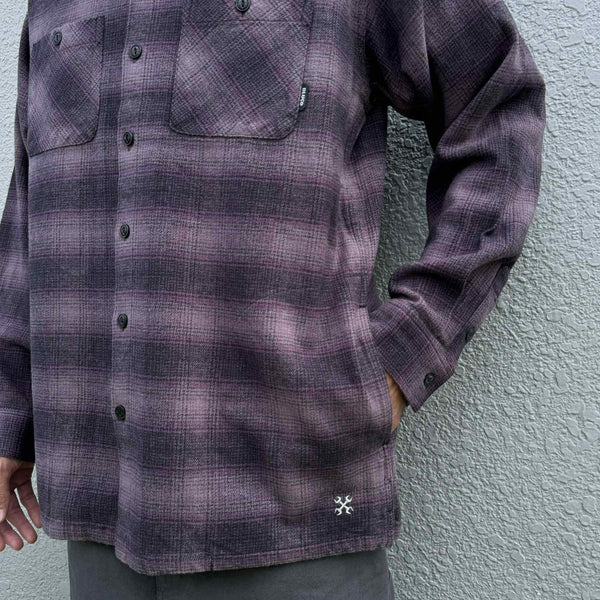 BLUCO - OMBRE CHECK FLANNEL SHIRT - PURPLE