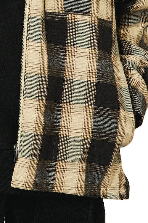 BIGMIKE - HEAVY FLANNEL ZIP SHIRT JACKET - OFF x MOCA x BLACK