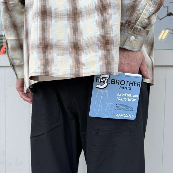 FIVE BROTHER - SEER SUCKER EASY PANTS - BLACK