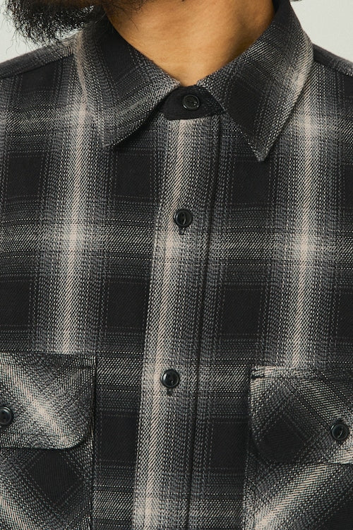 BIGMIKE - HEAVY FLANNNEL SHIRTS - BLACK x OFF