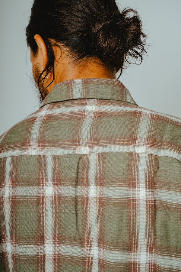 BIGMIKE - LIGHT FLANNEL L/S SHIRTS - MINT×WHT