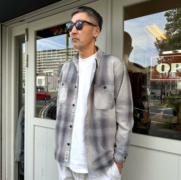 HOUSTON - VINTAGE OMBRE CHECK VIYELLA SHIRT - LIGHT GREY