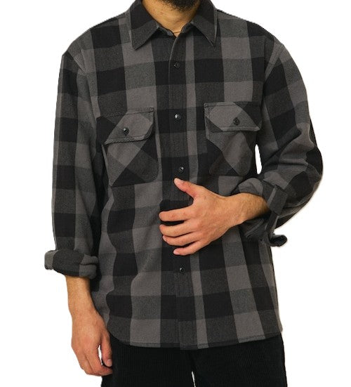 BIGMIKE - HEAVY FLANNNEL SHIRTS - BLACK x GRAY