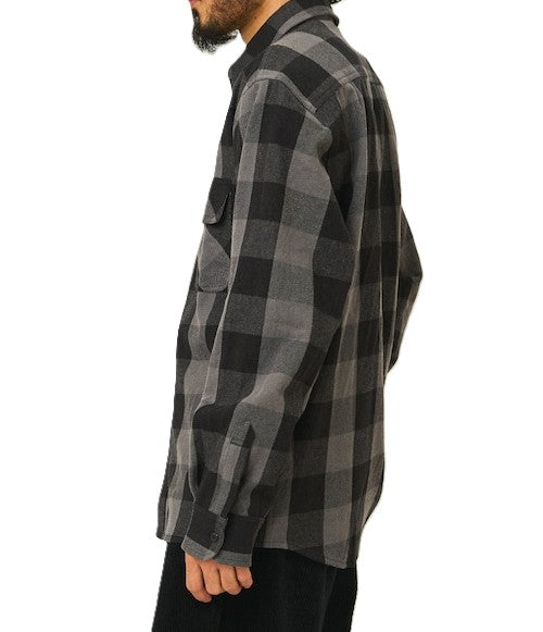 BIGMIKE - HEAVY FLANNNEL SHIRTS - BLACK x GRAY
