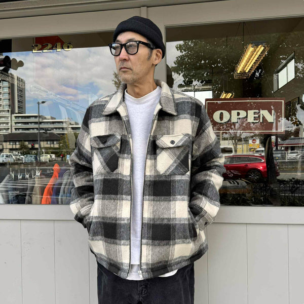 BIGMIKE - OMBRE ZIP QUILTED LINING JACKET - BLACK x OFF